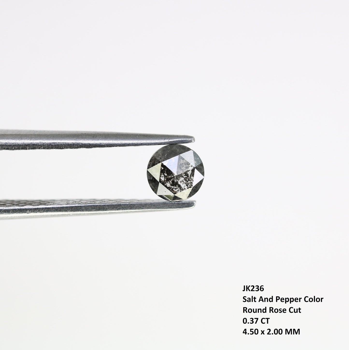 0.37 CT Rose Cut Round Black Salt And Pepper Real Diamond For Engagement/Wedding RingFor Gold Ring Diamonds