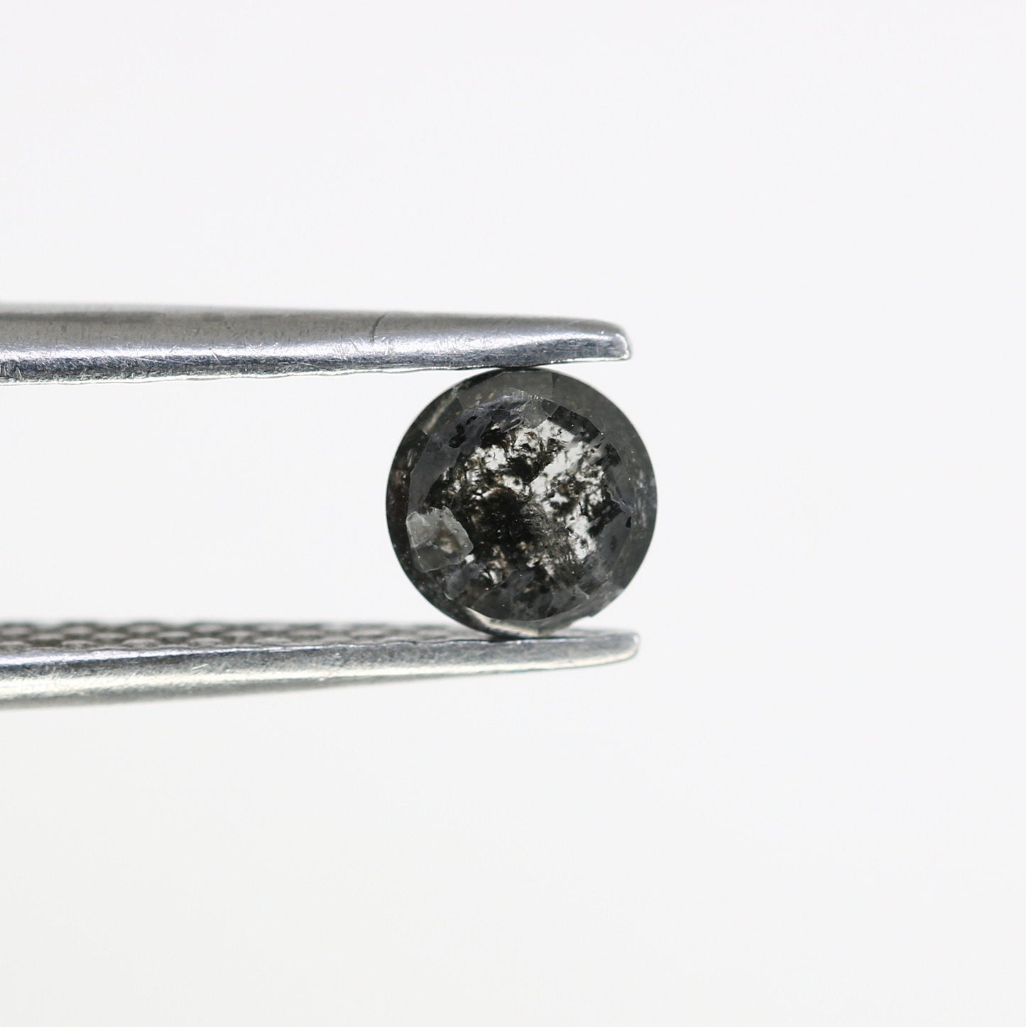 0.37 CT Rose Cut Round Black Salt And Pepper Real Diamond For Engagement/Wedding RingFor Gold Ring Diamonds