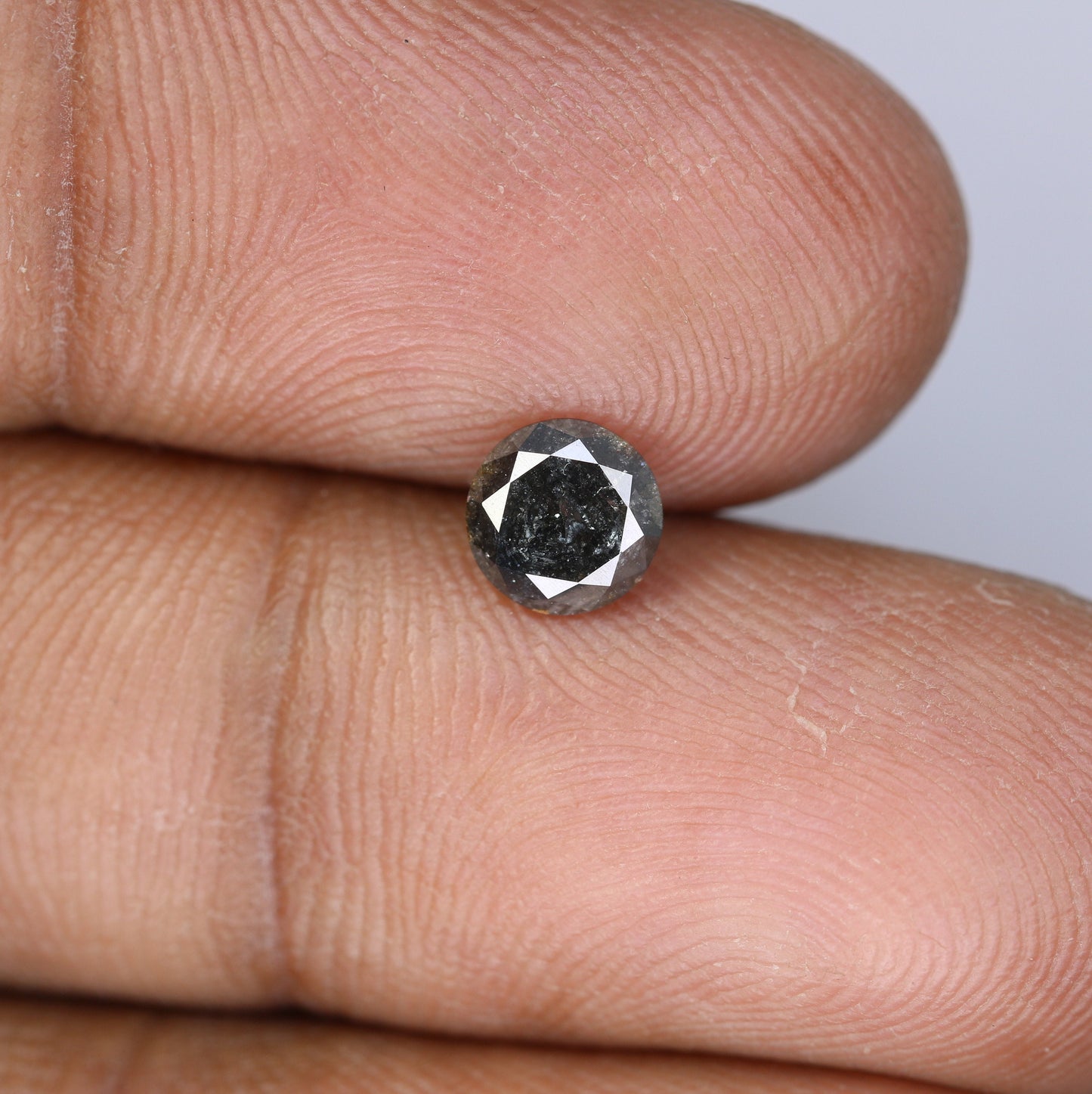 0.79 Carat Natural Salt and Pepper Round Brilliant Cut Galaxy Diamond for Engagement Rings | Ideal for Custom Gold Jewelry Designs