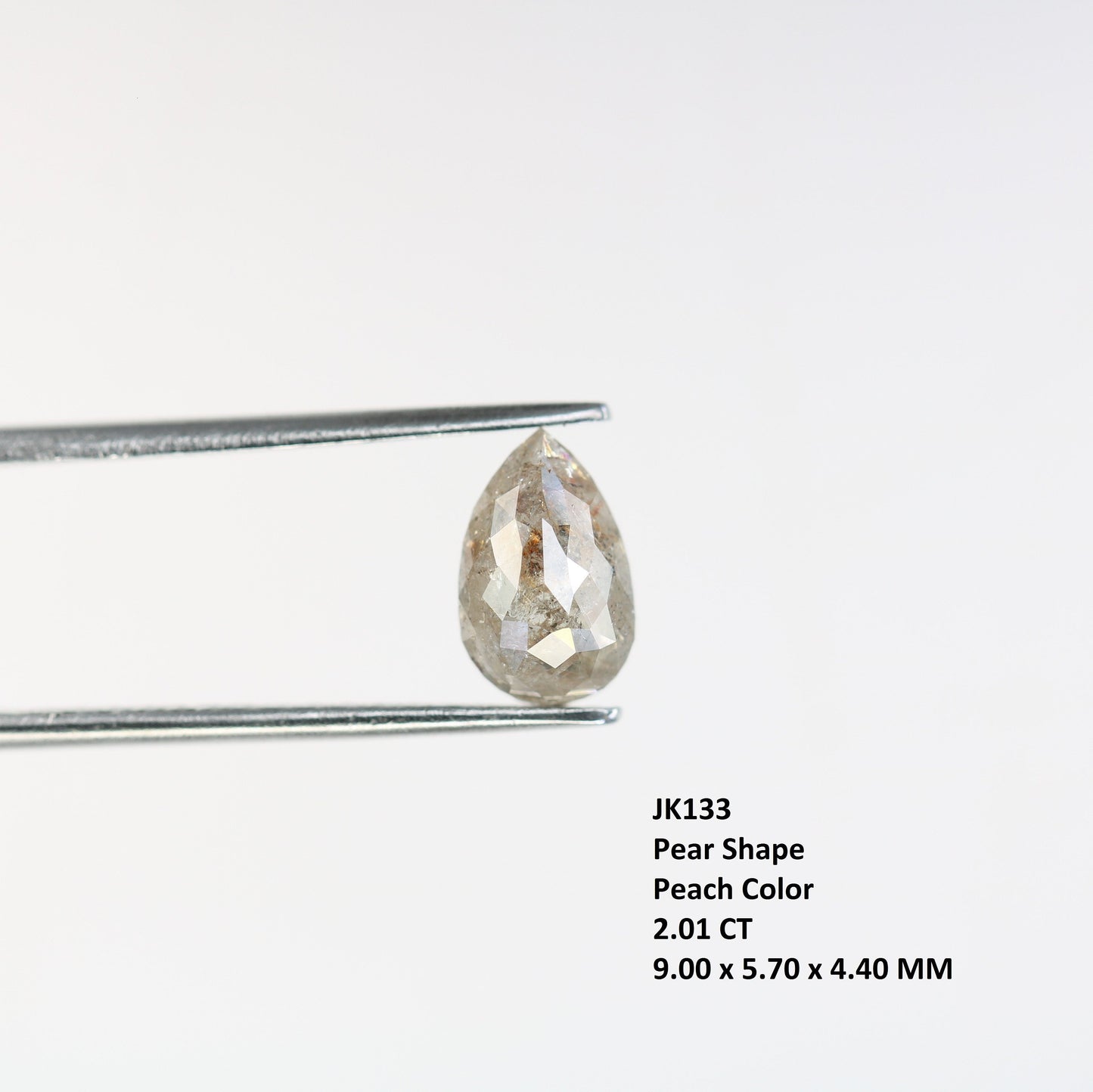2 CT Salt and Pepper Pear Diamond for Ring | Loose Rustic Diamond for Gold Ring | Unique Gemstone for Engagement Ring