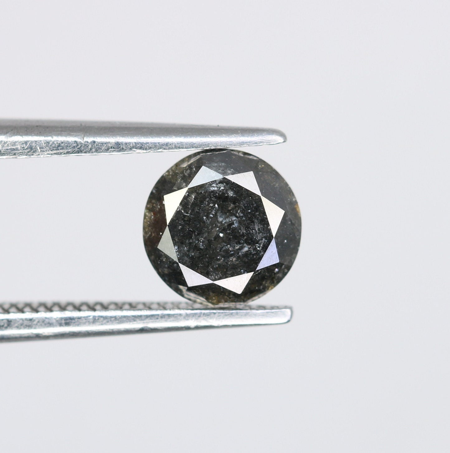 0.79 Carat Natural Salt and Pepper Round Brilliant Cut Galaxy Diamond for Engagement Rings | Ideal for Custom Gold Jewelry Designs