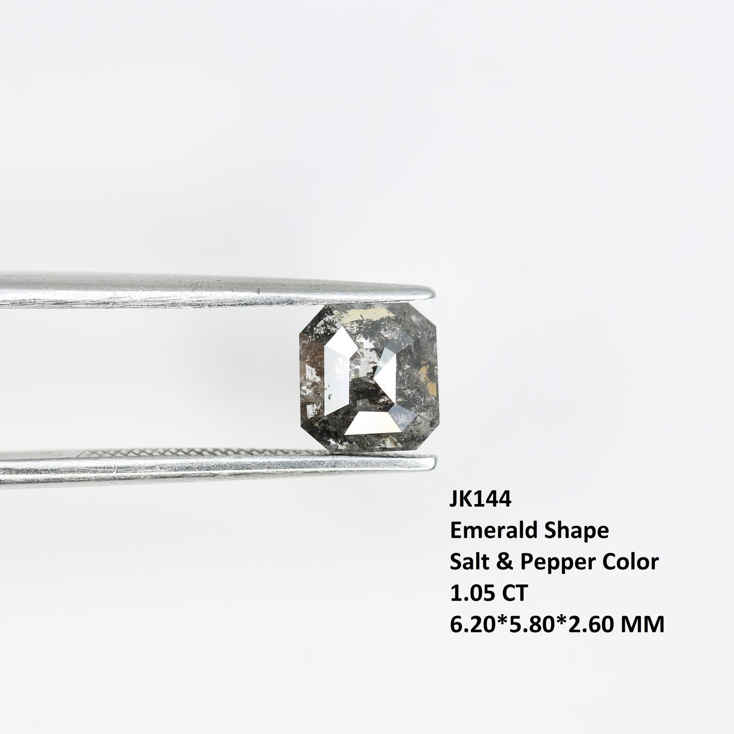1.CT Salt and Pepper Emerald Shape Diamond - Natural Loose Emerald Cut Diamond - Emerald Engagement Ring - LABORDAY Offer
