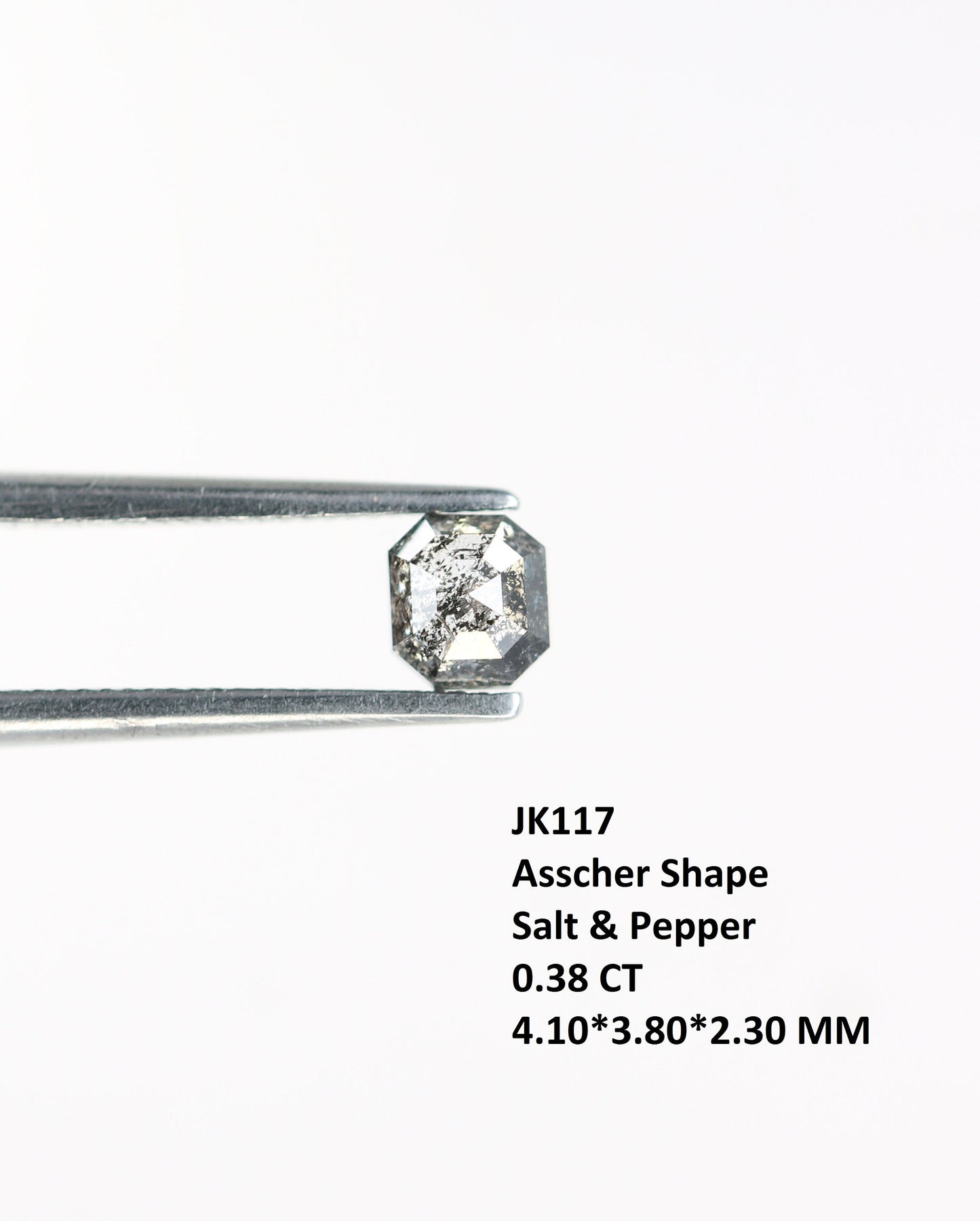 0.38 CT Salt & Pepper Emerald Shape Diamond - Natural Loose Emerald Cut - Labor Day Sale