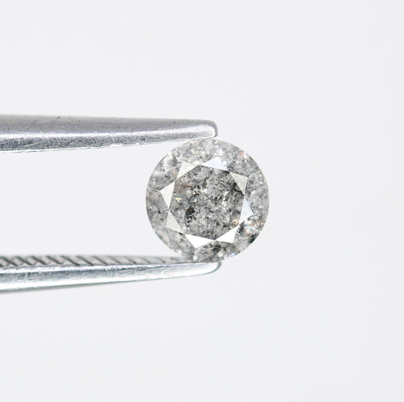 0.37 Carat 4.50 mm Round Brilliant Cut Salt and Pepper Loose Diamond for Engagement Rings | Ideal for Custom Gold Jewelry Designs
