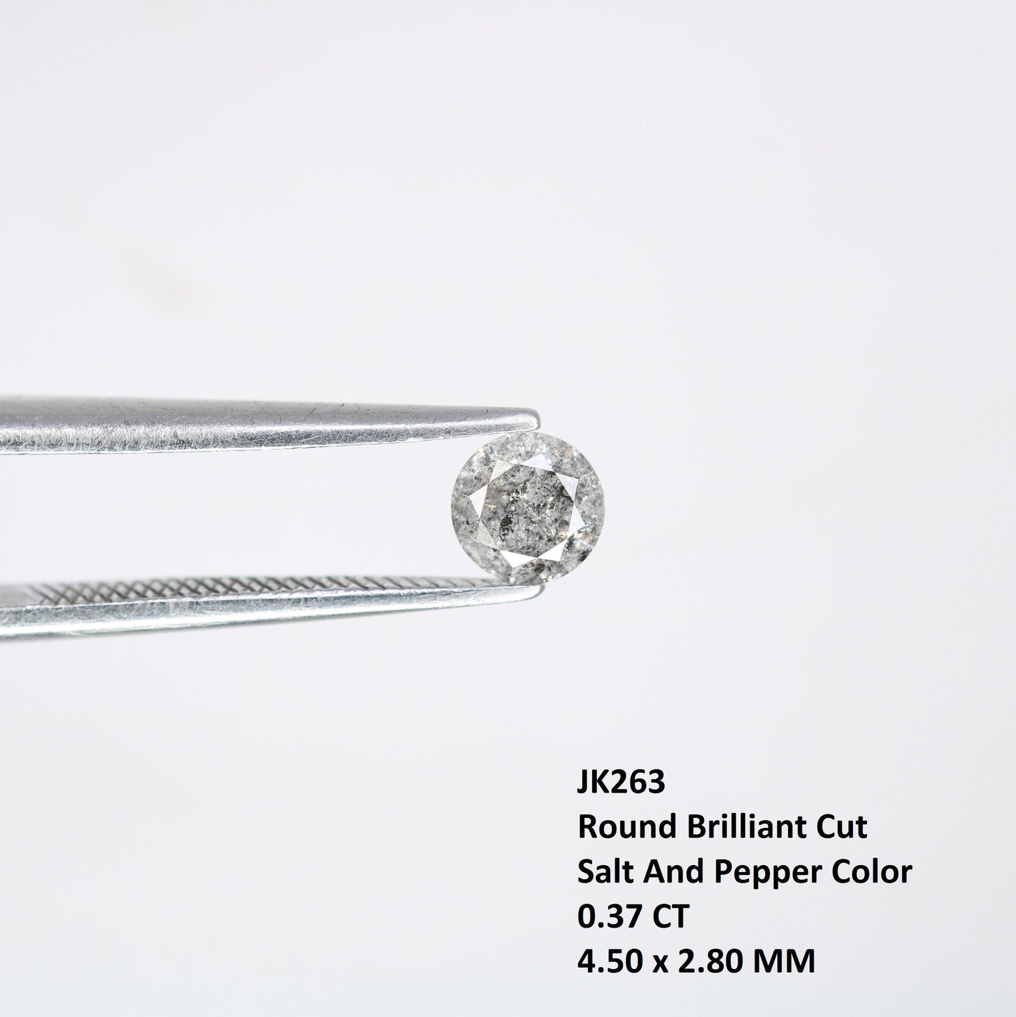 0.37 Carat 4.50 mm Round Brilliant Cut Salt and Pepper Loose Diamond for Engagement Rings | Ideal for Custom Gold Jewelry Designs