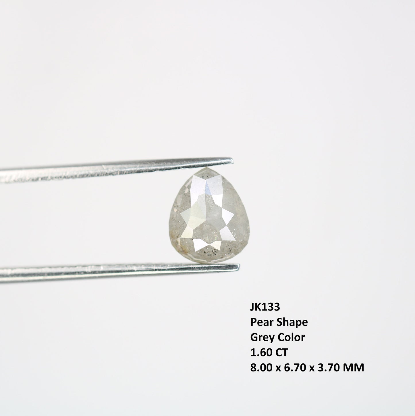 Grey Rose Cut Pear Salt and Pepper DiamondFor Gold Ring Diamonds