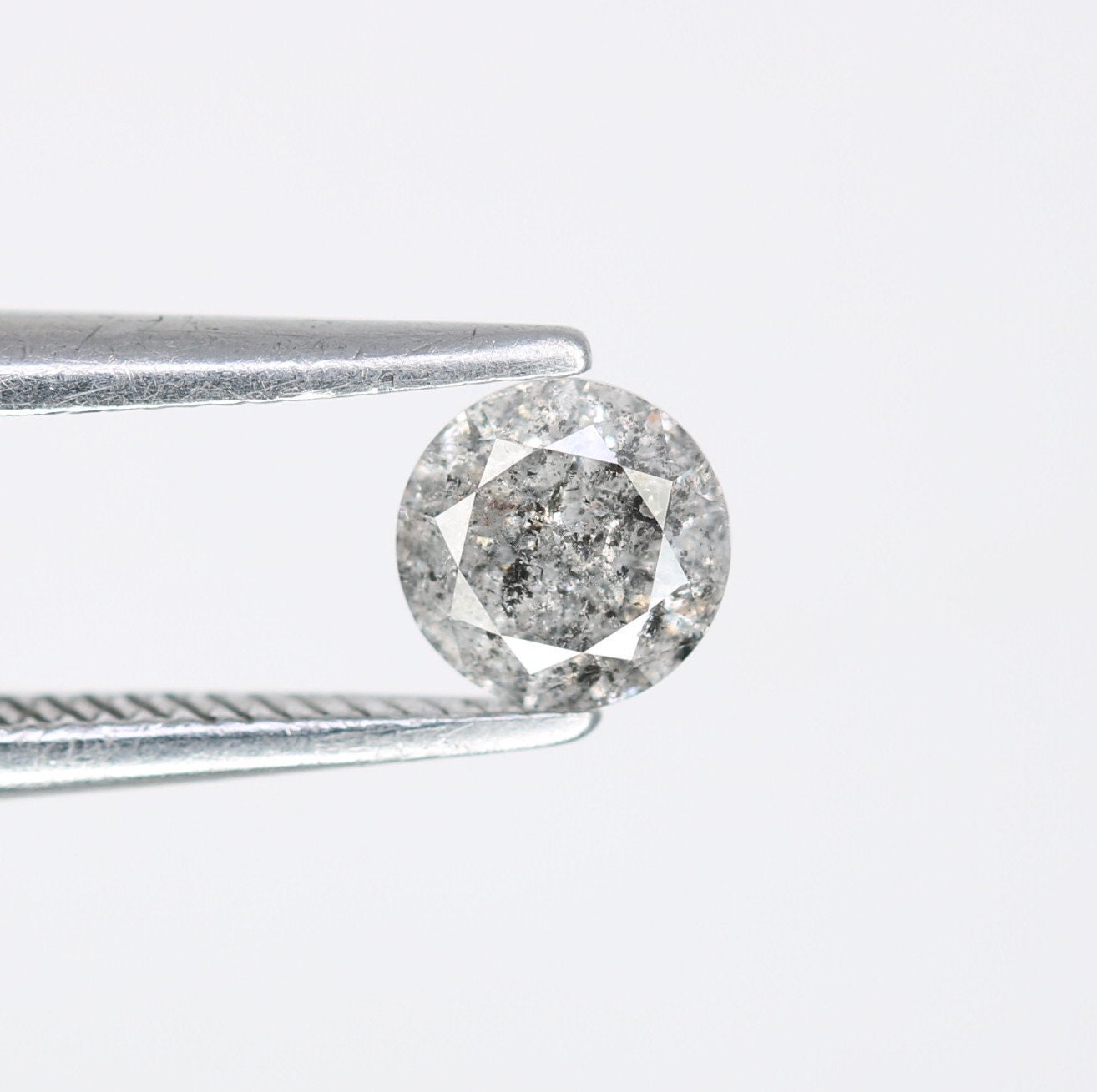0.37 Carat 4.50 mm Round Brilliant Cut Salt and Pepper Loose Diamond for Engagement Rings | Ideal for Custom Gold Jewelry Designs