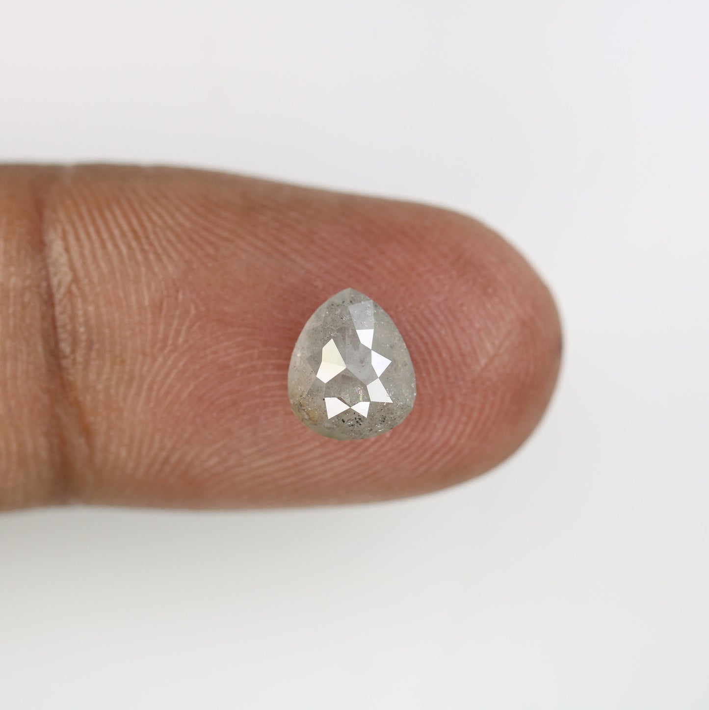 Grey Rose Cut Pear Salt and Pepper DiamondFor Gold Ring Diamonds
