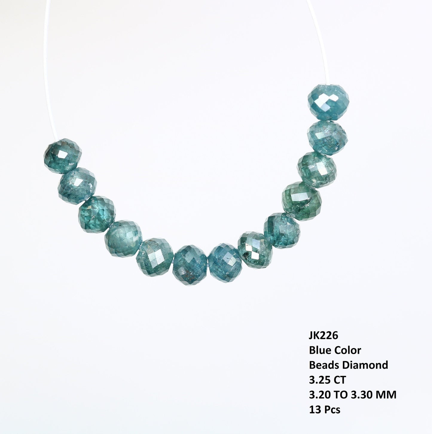 3.25 CT Blue Diamond Beads | Premium Faceted Loose Gems for Artisan Jewelry | Ideal for Vintage Crystal Necklaces & Creative DIY Projects