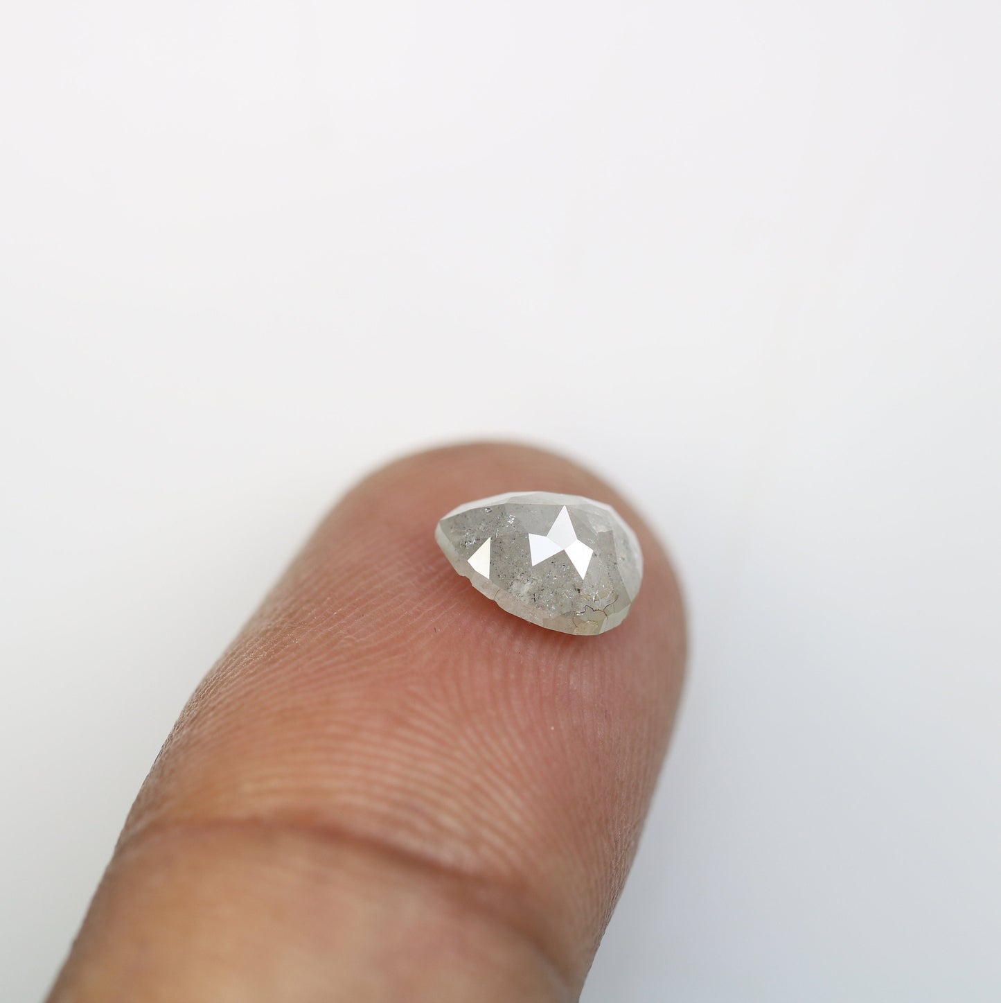 Grey Rose Cut Pear Salt and Pepper DiamondFor Gold Ring Diamonds