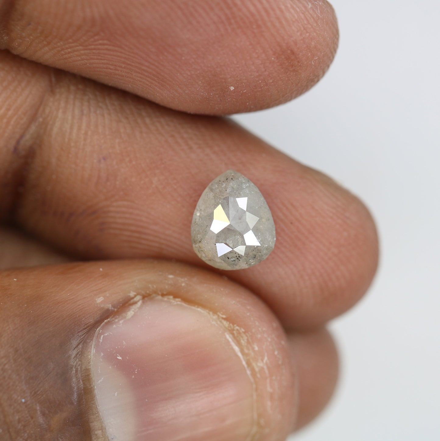 Grey Rose Cut Pear Salt and Pepper DiamondFor Gold Ring Diamonds