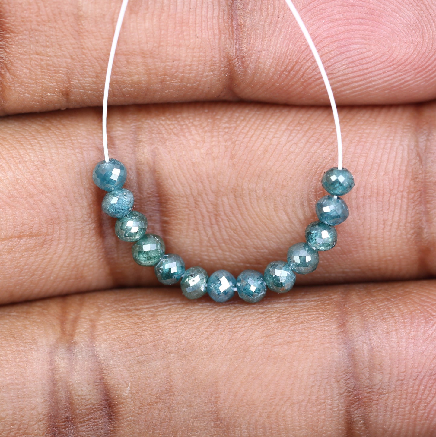 3.25 CT Blue Diamond Beads | Premium Faceted Loose Gems for Artisan Jewelry | Ideal for Vintage Crystal Necklaces & Creative DIY Projects