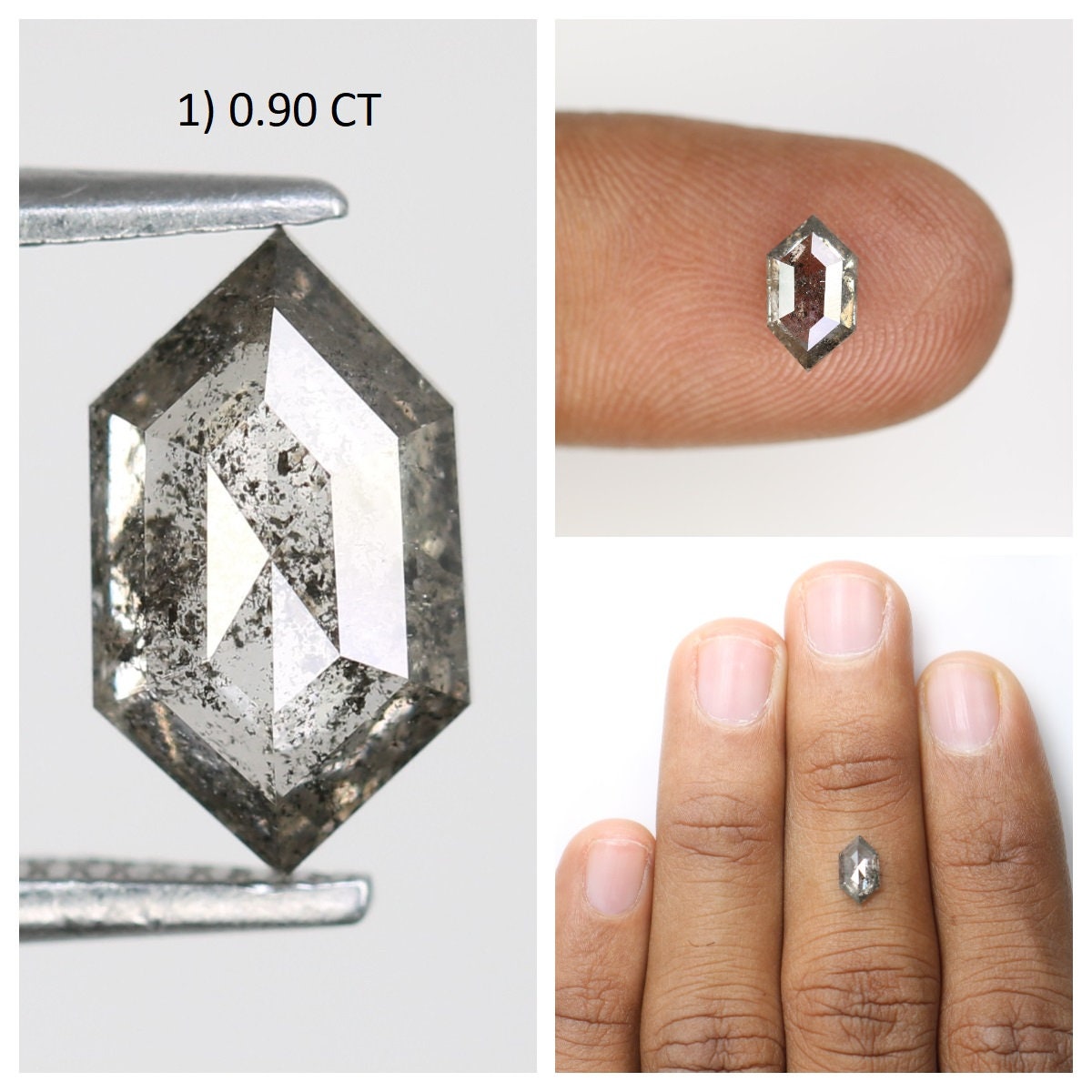 Hexagon Cut Loose Salt and Pepper Diamond | Natural Grey and Black Diamonds for Engagement and Wedding Rings | Unique Gift Gemstones