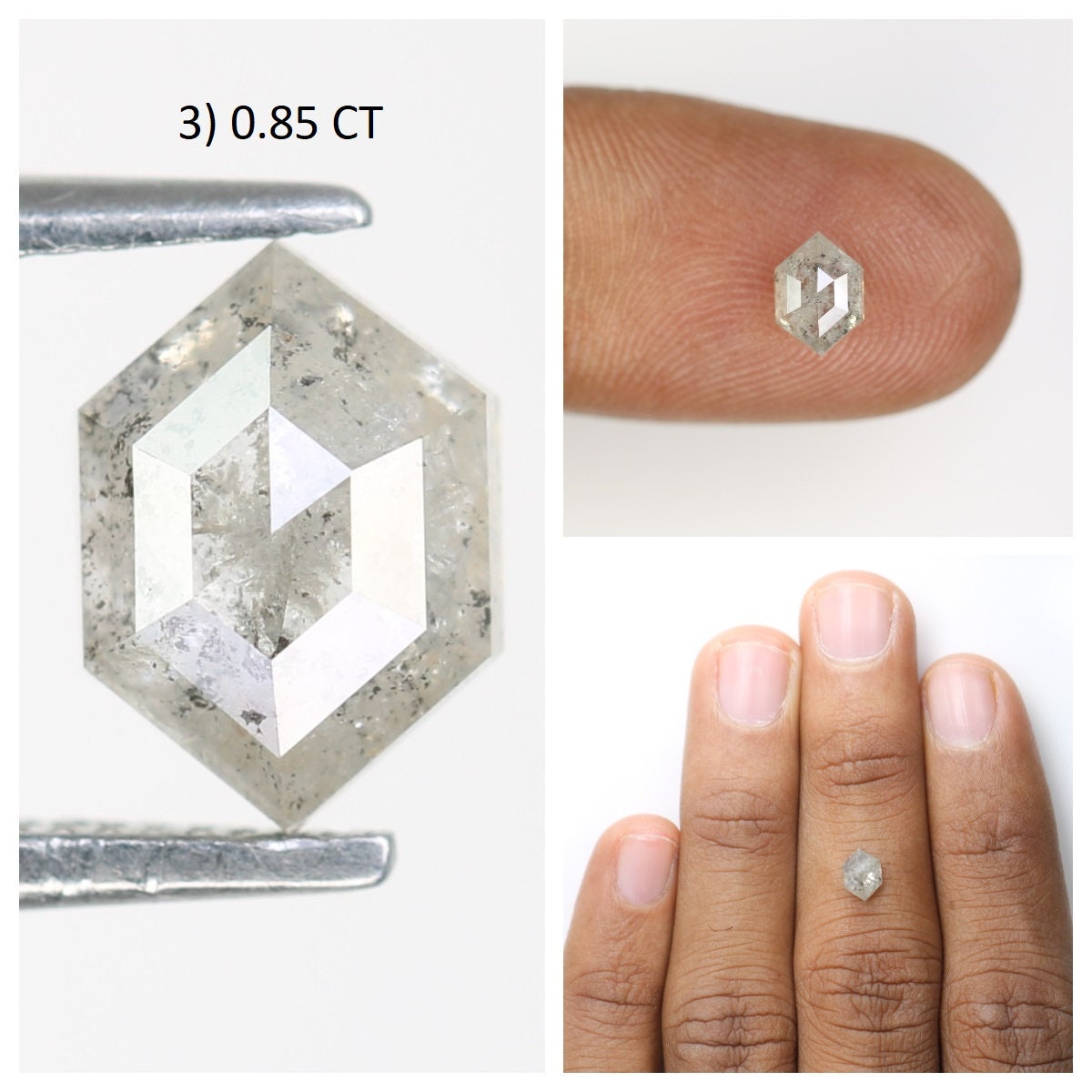 Hexagon Cut Loose Salt and Pepper Diamond | Natural Grey and Black Diamonds for Engagement and Wedding Rings | Unique Gift Gemstones