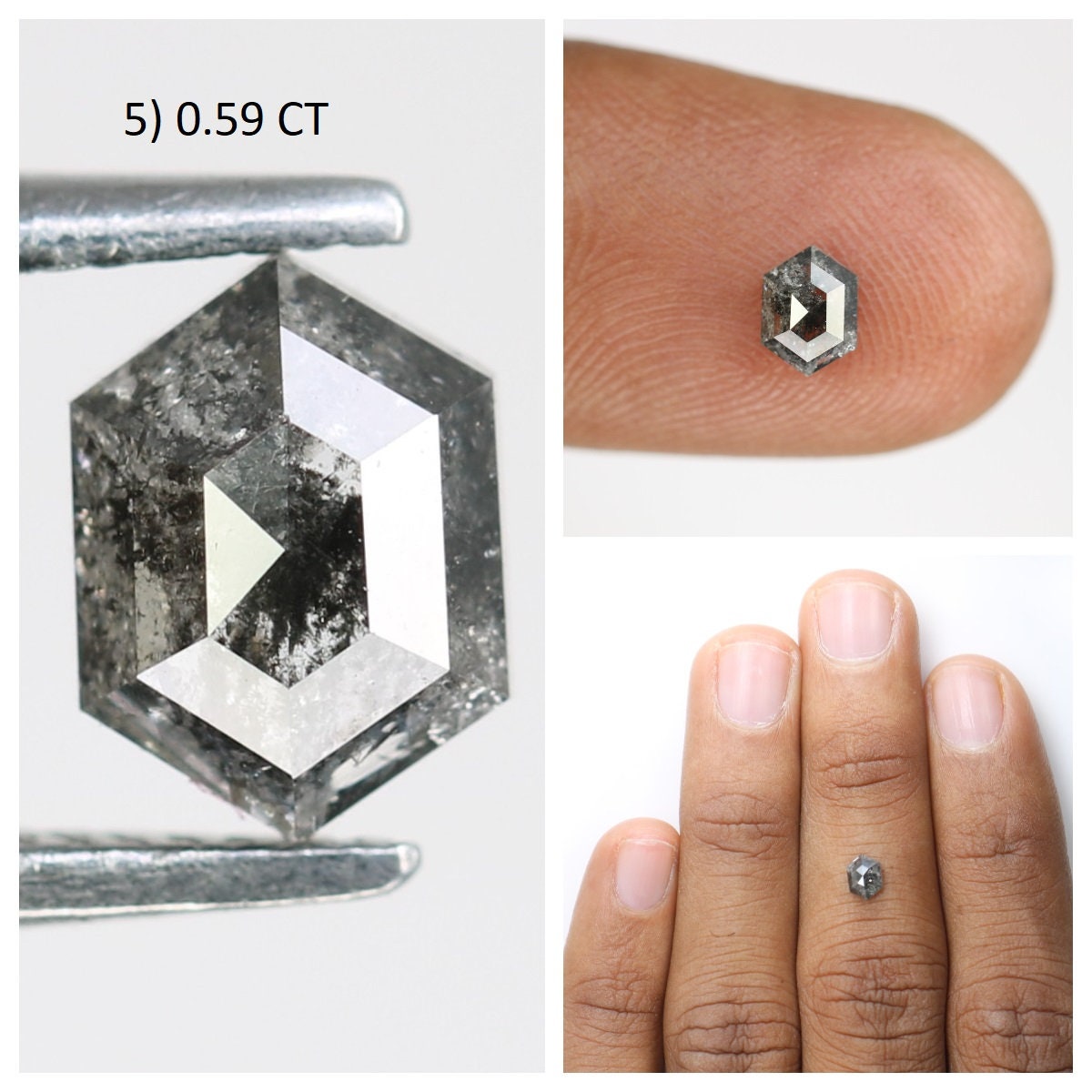 Hexagon Cut Loose Salt and Pepper Diamond | Natural Grey and Black Diamonds for Engagement and Wedding Rings | Unique Gift Gemstones
