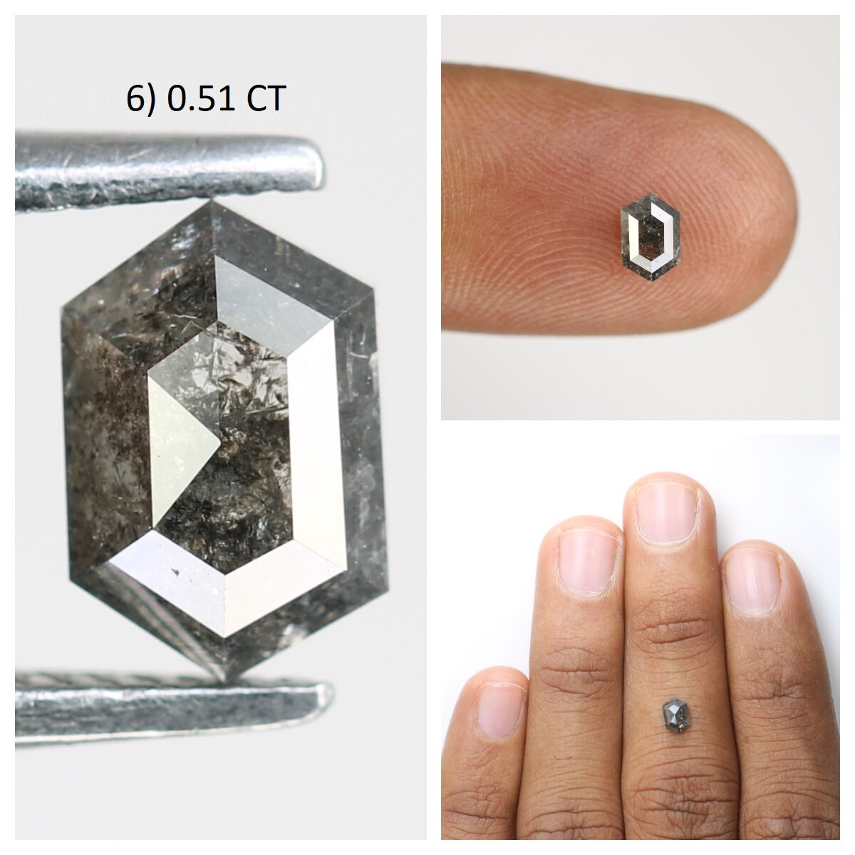 Hexagon Cut Loose Salt and Pepper Diamond | Natural Grey and Black Diamonds for Engagement and Wedding Rings | Unique Gift Gemstones