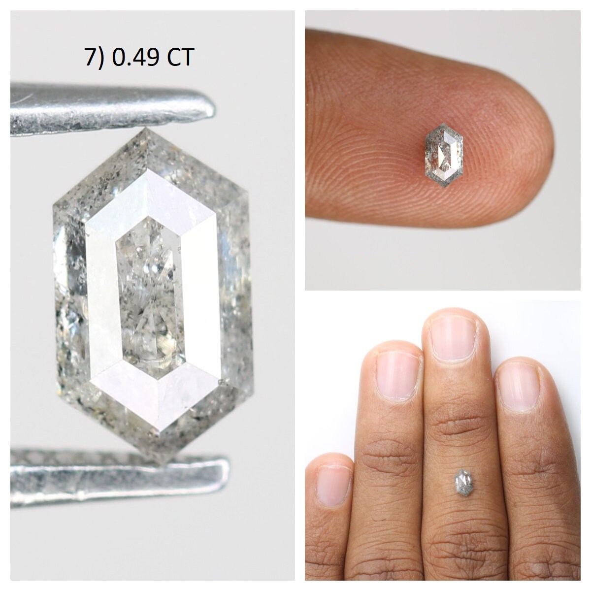 Hexagon Cut Loose Salt and Pepper Diamond | Natural Grey and Black Diamonds for Engagement and Wedding Rings | Unique Gift Gemstones