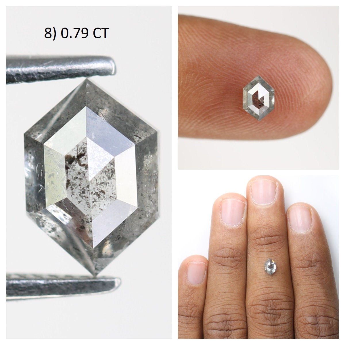 Hexagon Cut Loose Salt and Pepper Diamond | Natural Grey and Black Diamonds for Engagement and Wedding Rings | Unique Gift Gemstones