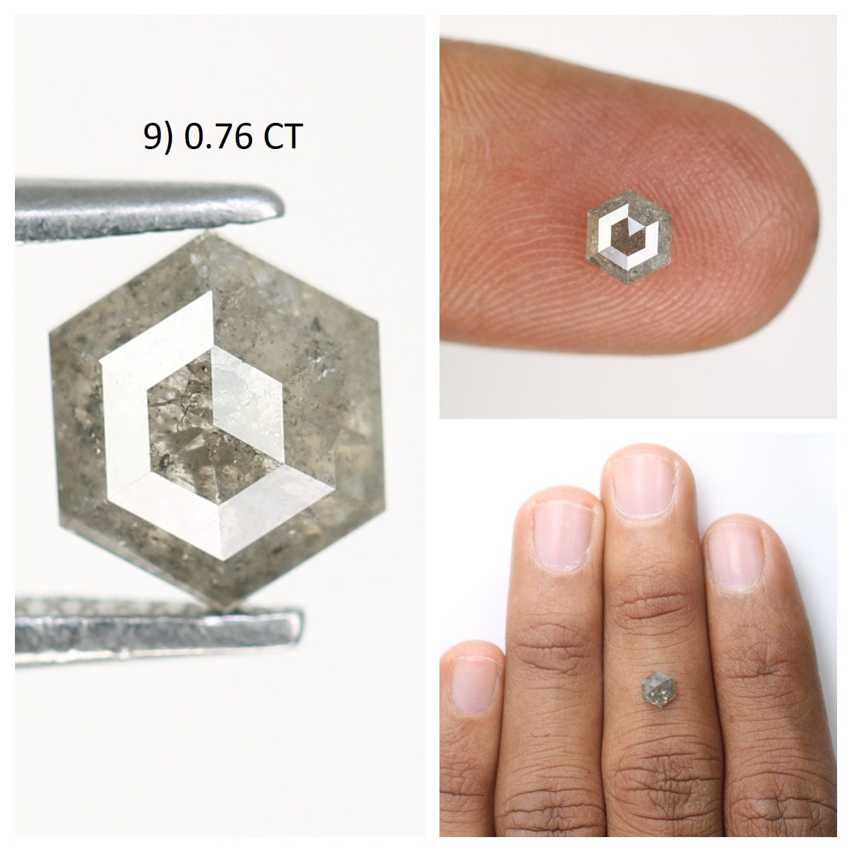 Hexagon Cut Loose Salt and Pepper Diamond | Natural Grey and Black Diamonds for Engagement and Wedding Rings | Unique Gift Gemstones