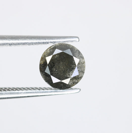 0.92 Carat Loose Round Brilliant Cut Salt and Pepper Galaxy Diamond Ring | Ideal for Custom Gold Engagement Rings or Unique Jewelry Designs