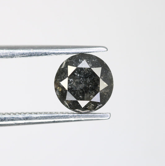 0.98 Carat 5.8 x 4.4mm Natural Loose Black Salt and Pepper Galaxy Diamond Ring | Ideal for Custom Gold Jewelry and Unique Designs