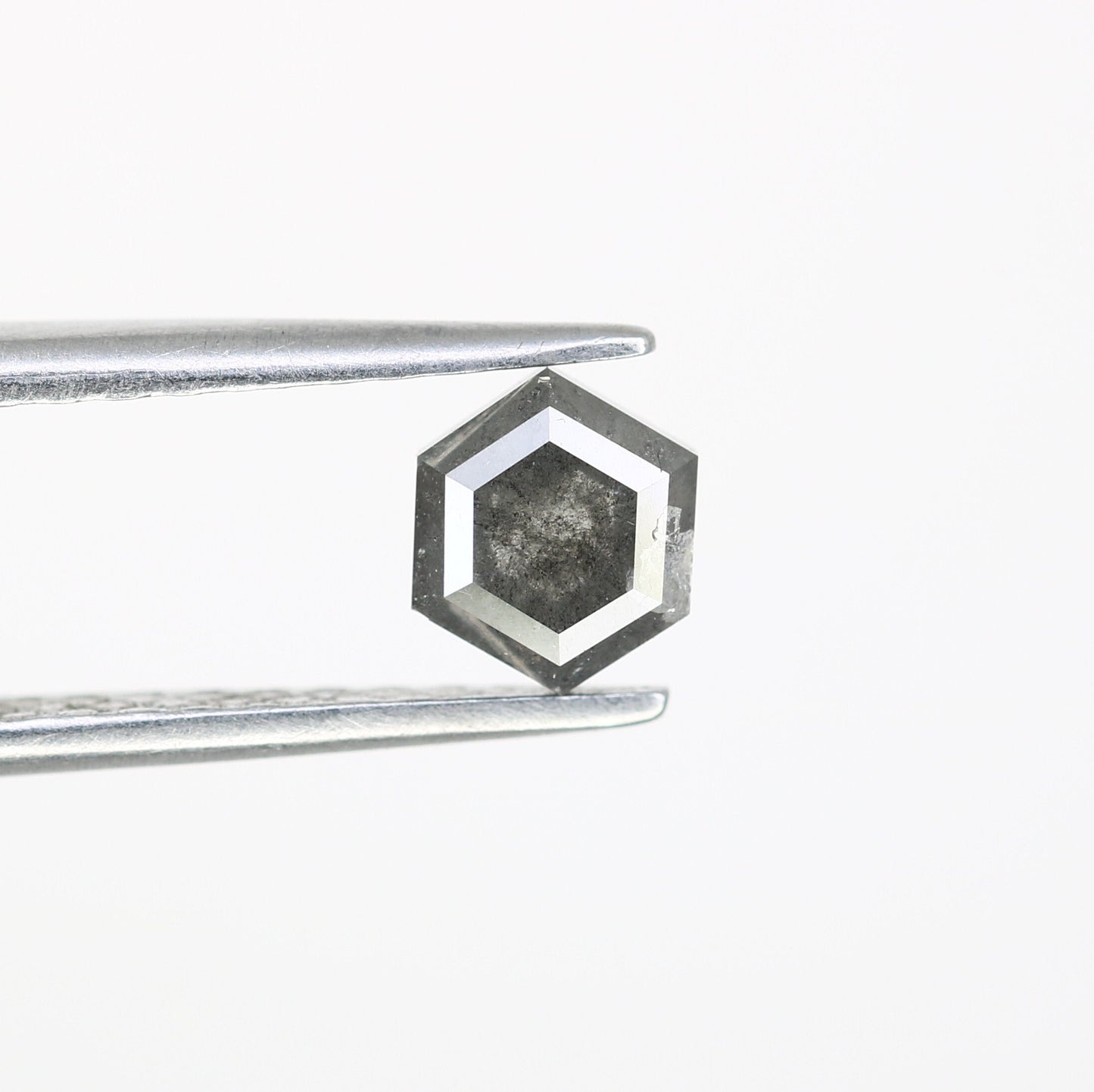0.87 CT Hexagon Cut Salt and Pepper Diamond - Natural Hexagon Diamond - Salt and Pepper Ring - Gift for Wifey - Gift for mother - jewelry