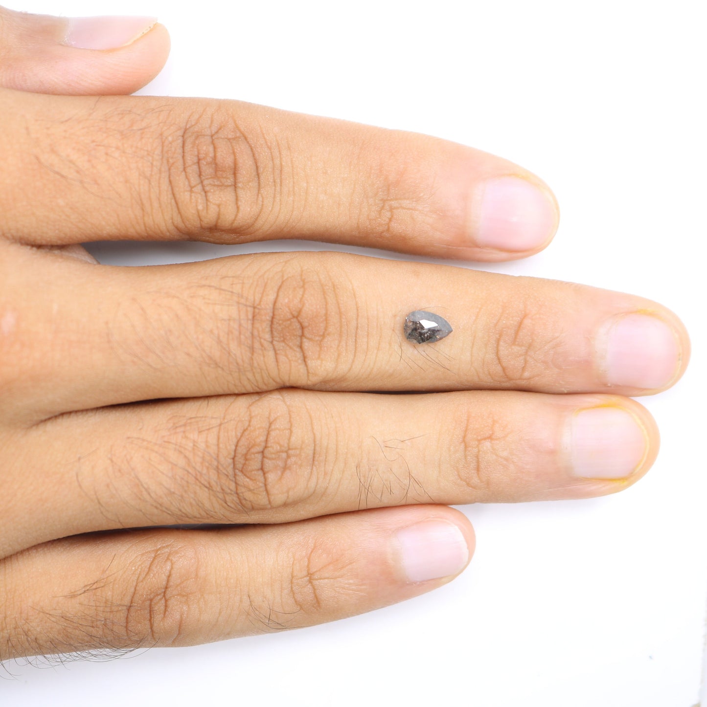 0.79 CT Pear Shape Salt and Pepper Diamond Ring | Unique Gold Ring | Natural Diamond Jewelry