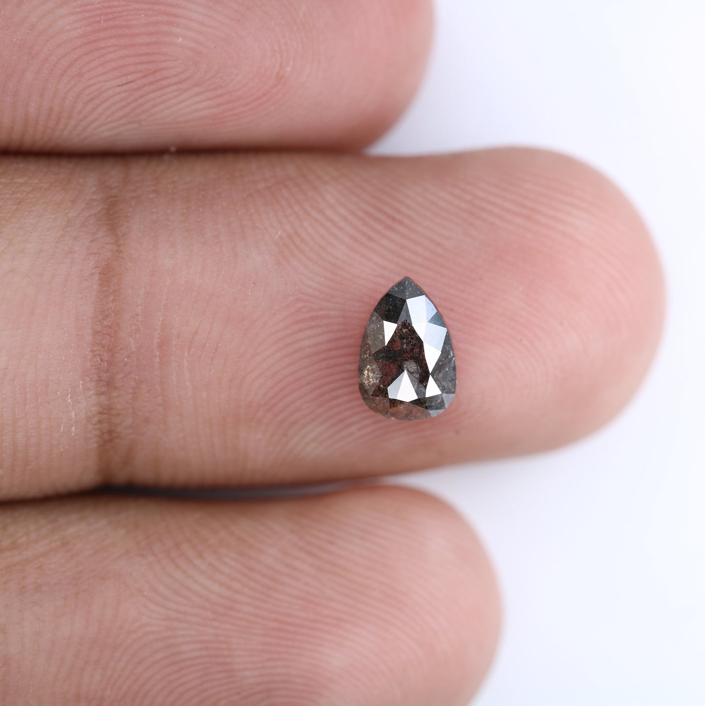 0.79 CT Pear Shape Salt and Pepper Diamond Ring | Unique Gold Ring | Natural Diamond Jewelry