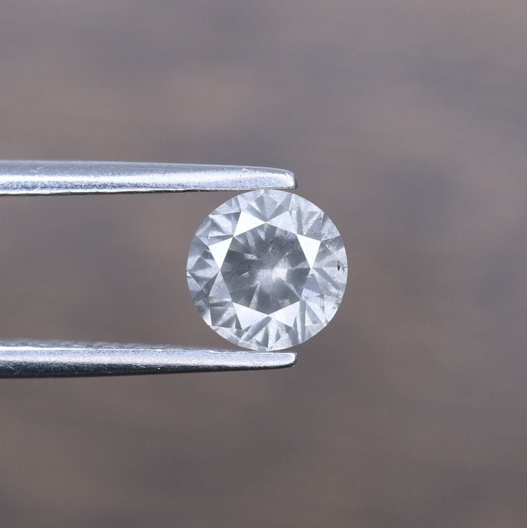 0.61 Carat Salt and Pepper Round Brilliant Cut Natural Diamond | Loose Round Galaxy Diamond | Ideal for Custom Gold Rings or Gifts for Wife