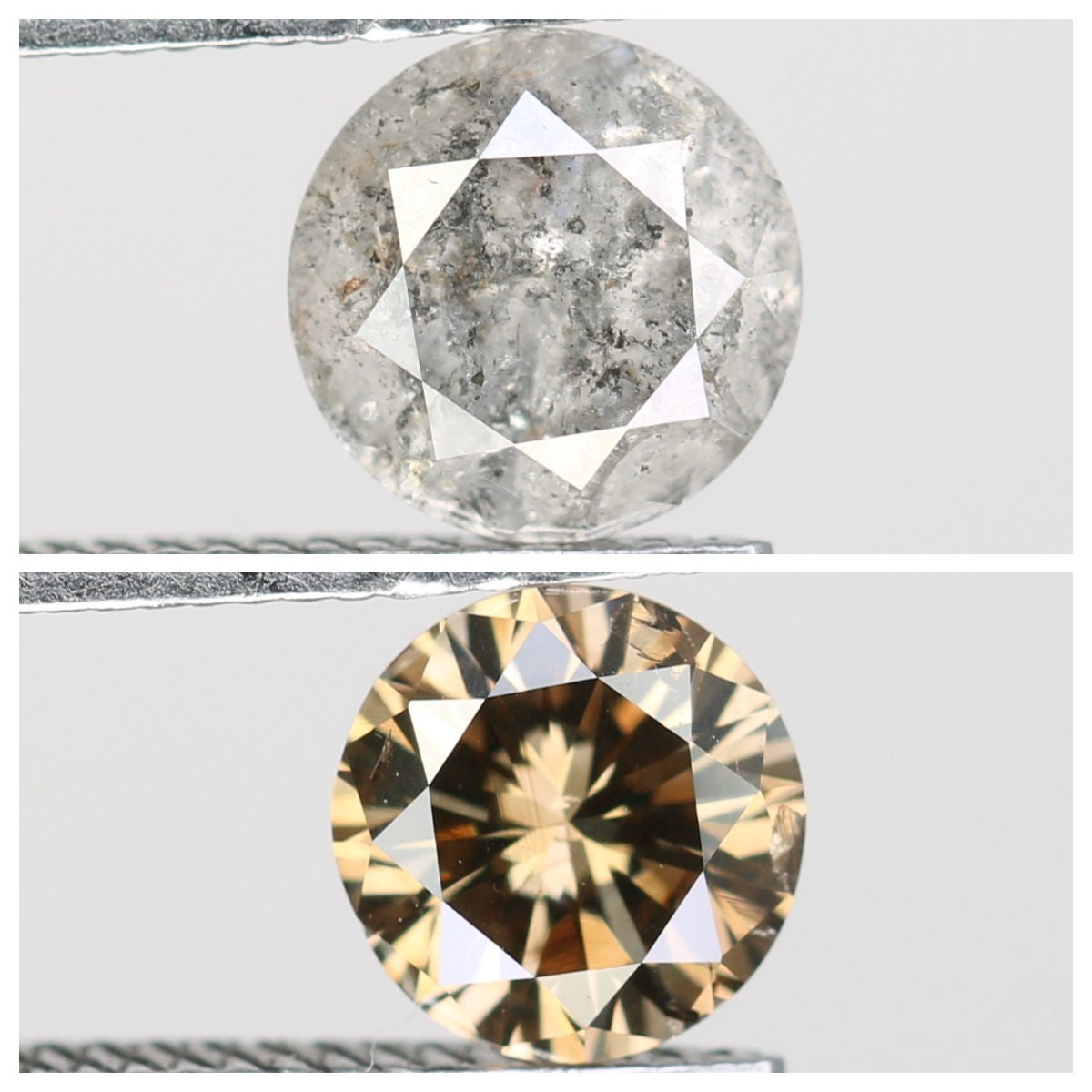 Round Brilliant Cut Salt and Pepper Diamond | Loose Fancy Color Diamonds for Necklaces and Wedding Rings | Unique Gift for Her