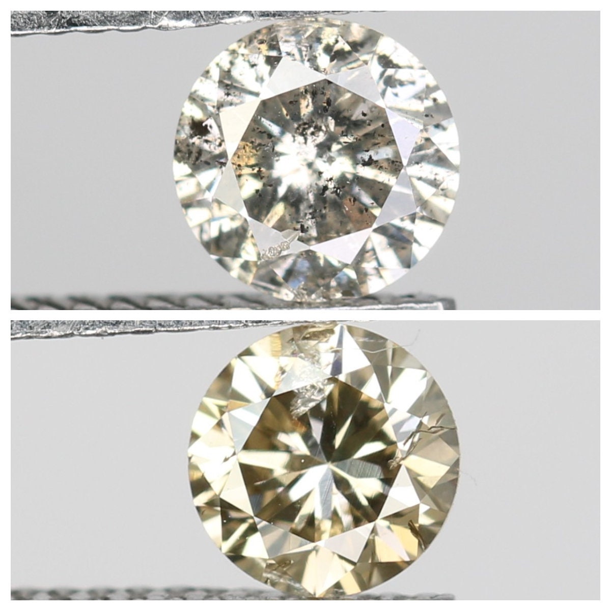 Round Brilliant Cut Salt and Pepper Diamond | Loose Fancy Color Diamonds for Necklaces and Wedding Rings | Unique Gift for Her