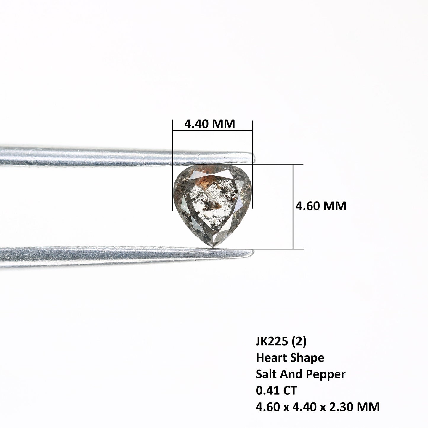 0.41 CT Heart Shaped Salt and Pepper Diamond For Engagement RingFor Gold Ring Diamonds