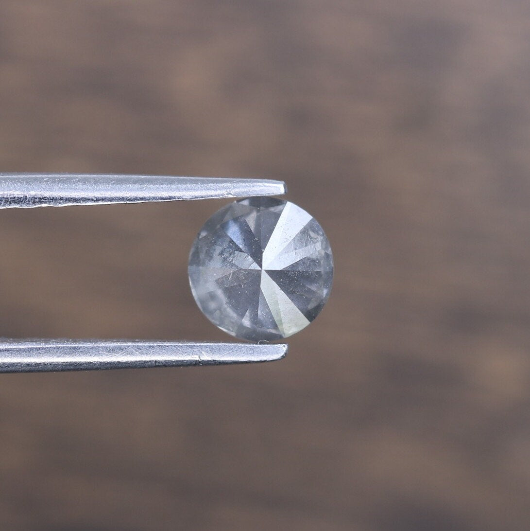 0.61 Carat Salt and Pepper Round Brilliant Cut Natural Diamond | Loose Round Galaxy Diamond | Ideal for Custom Gold Rings or Gifts for Wife