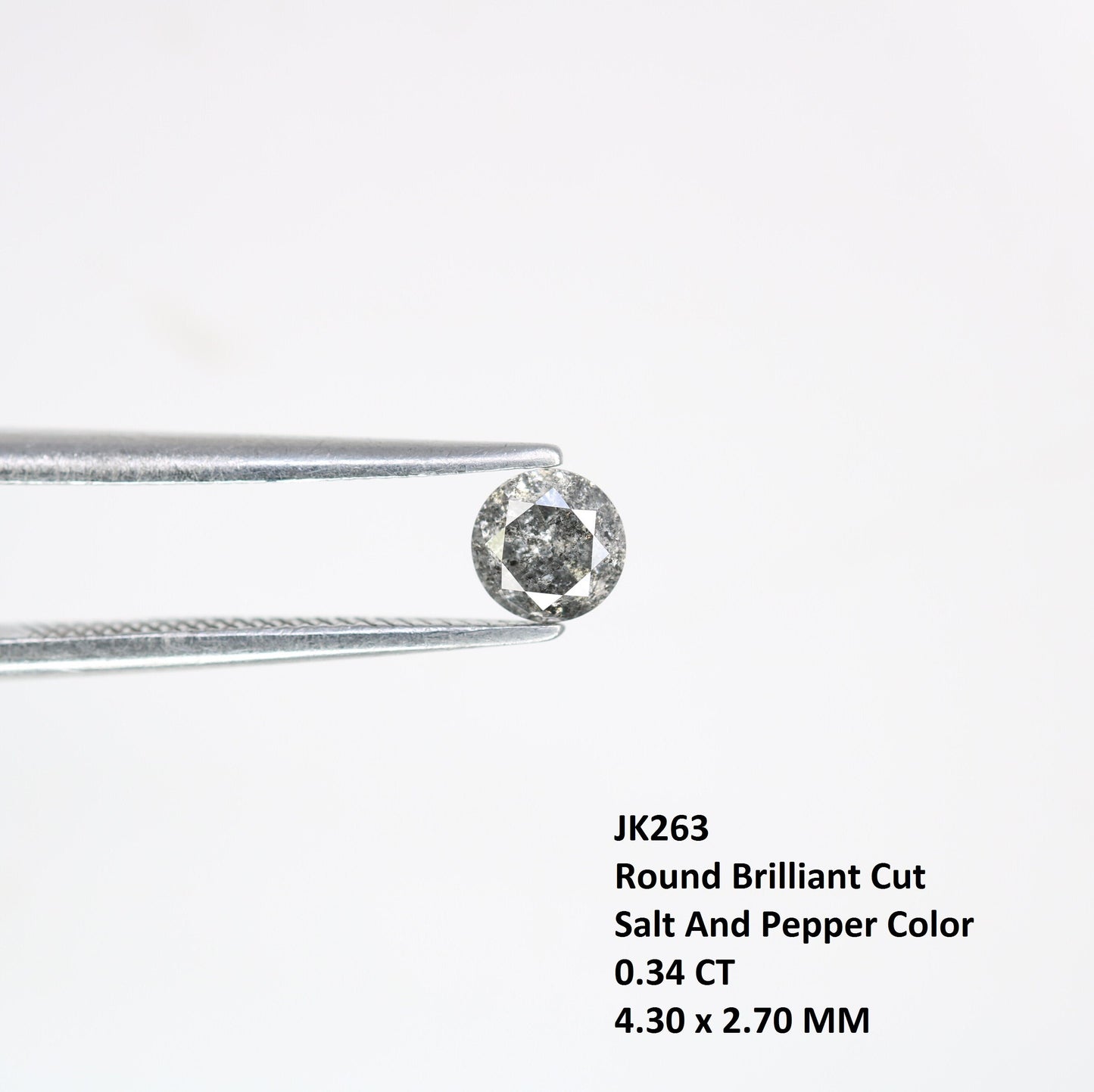 0.34 Carat Loose Natural Salt and Pepper Fancy Round Cut Diamond | Ideal for Rings and Custom Jewelry Designs
