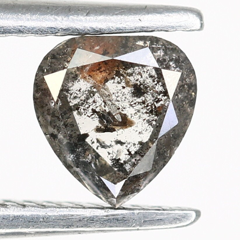 0.41 CT Heart Shaped Salt and Pepper Diamond For Engagement RingFor Gold Ring Diamonds