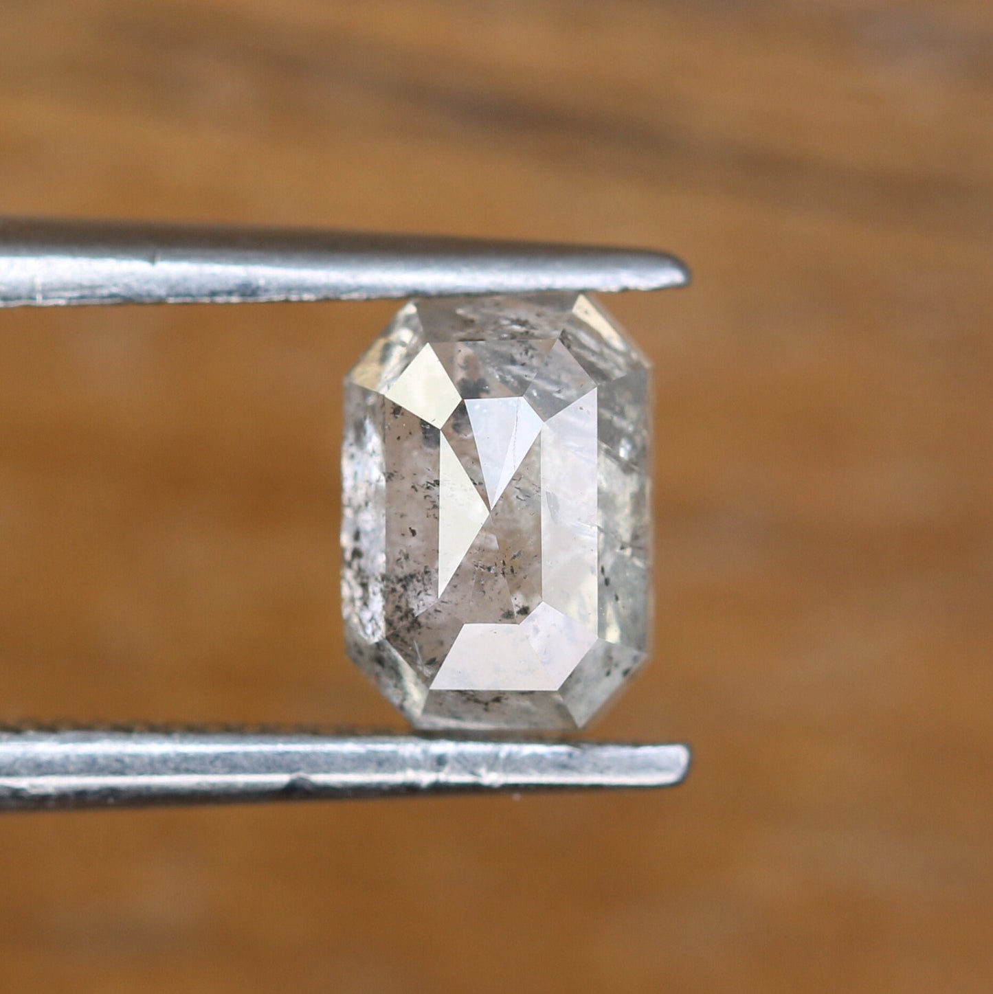 0.86 CT Salt and Pepper Emerald Shape Diamond - Natural Loose Emerald Cut Diamond - Emerald Engagement Ring - LABORDAY Offer