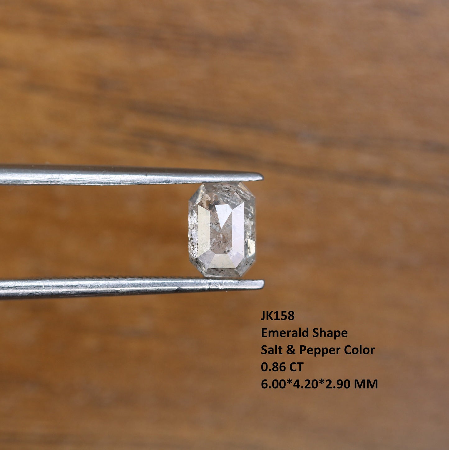 0.86 CT Salt and Pepper Emerald Shape Diamond - Natural Loose Emerald Cut Diamond - Emerald Engagement Ring - LABORDAY Offer