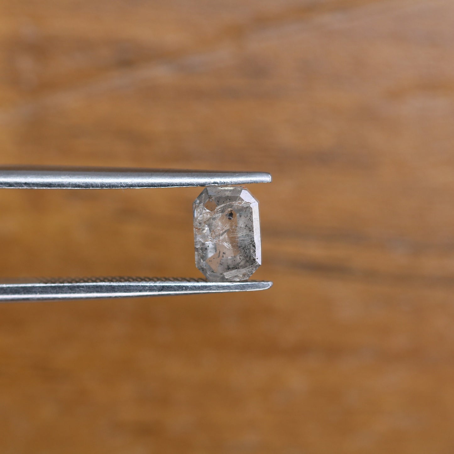 0.86 CT Salt and Pepper Emerald Shape Diamond - Natural Loose Emerald Cut Diamond - Emerald Engagement Ring - LABORDAY Offer