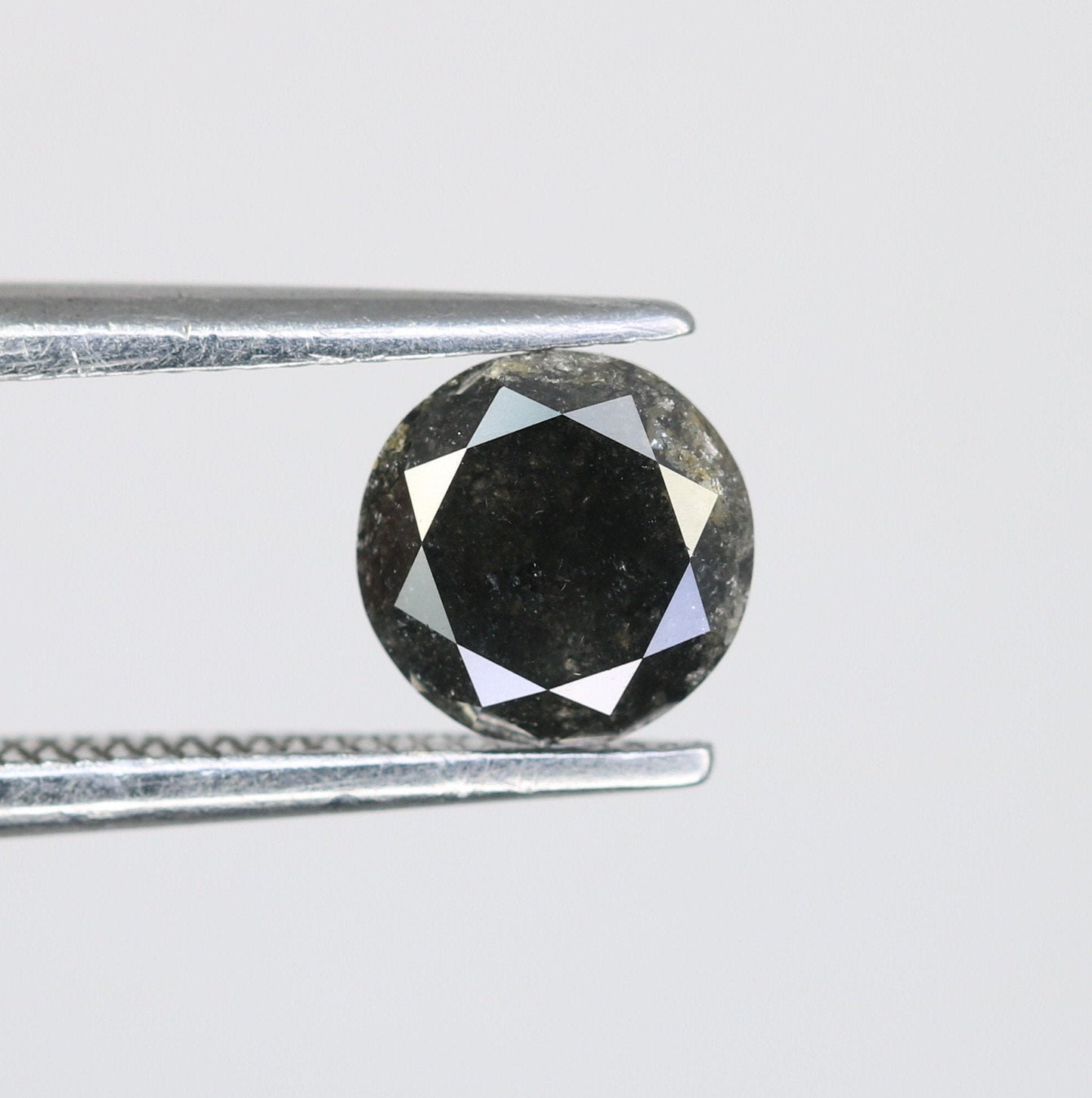 0.74 Carat Natural Black Loose Round Brilliant Cut Salt and Pepper Galaxy Diamond | Ideal for Earrings, Rings, Pendants, and Necklaces
