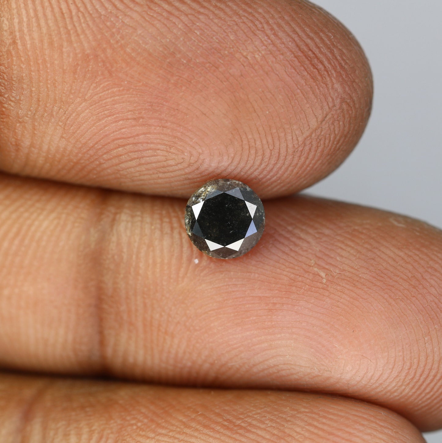 0.74 Carat Natural Black Loose Round Brilliant Cut Salt and Pepper Galaxy Diamond | Ideal for Earrings, Rings, Pendants, and Necklaces