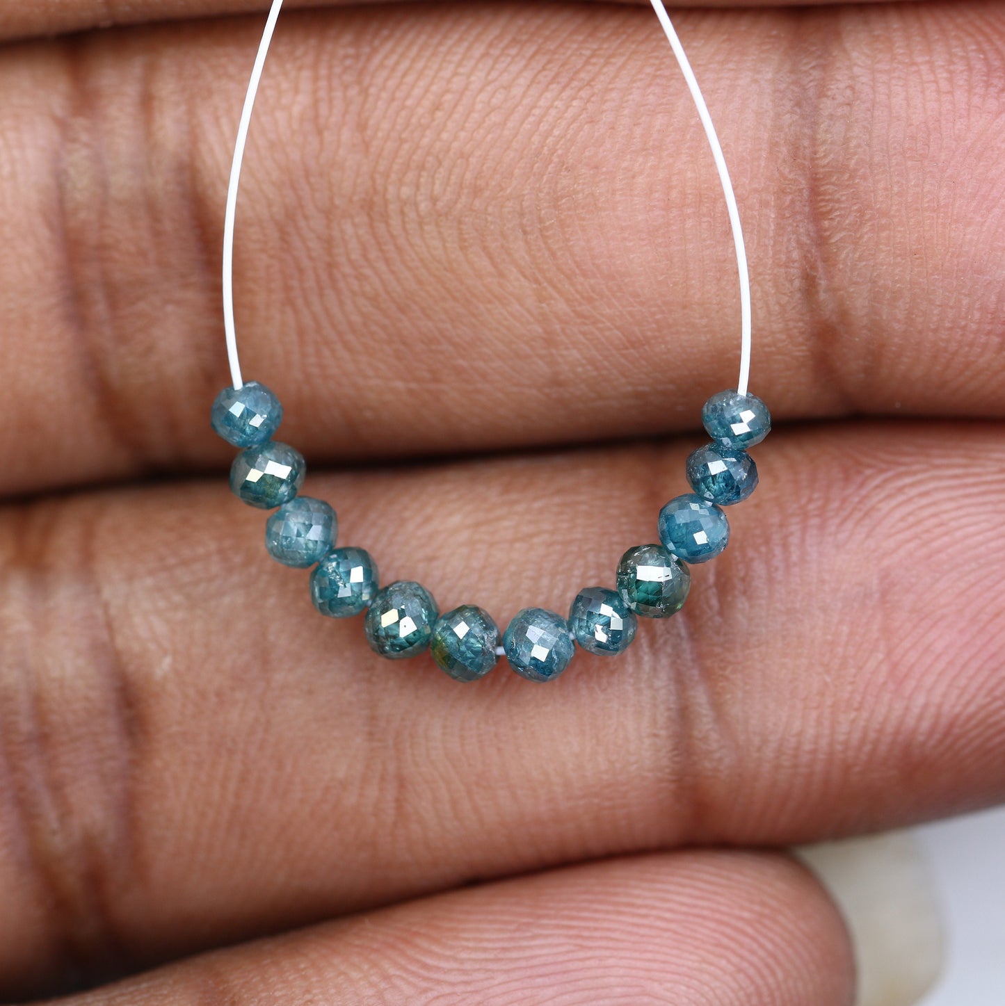 2.55 CT Blue Diamond Beads: Elevate Your Jewelry with AAA Quality Faceted Gems