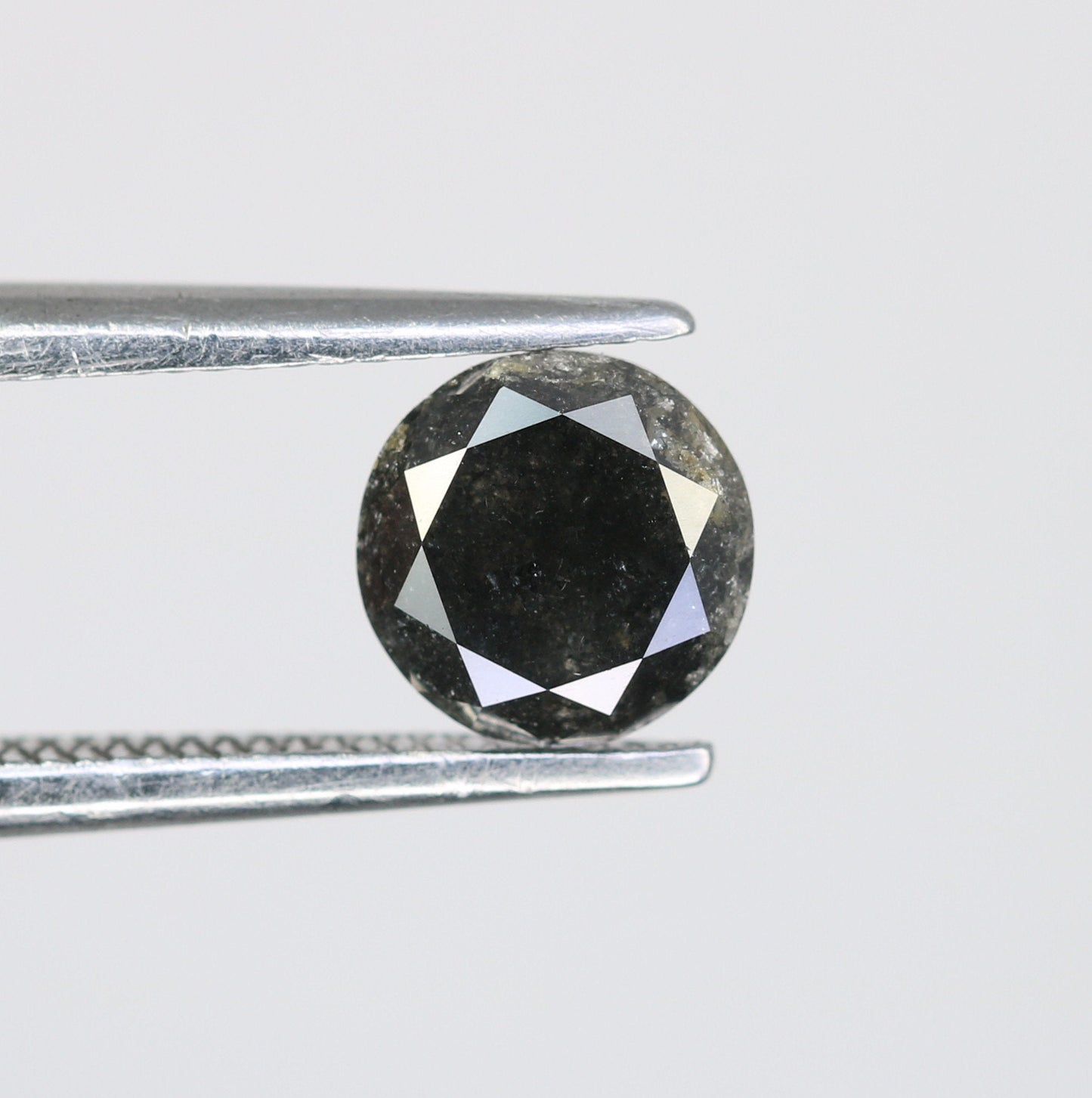 0.74 Carat Natural Black Loose Round Brilliant Cut Salt and Pepper Galaxy Diamond | Ideal for Earrings, Rings, Pendants, and Necklaces