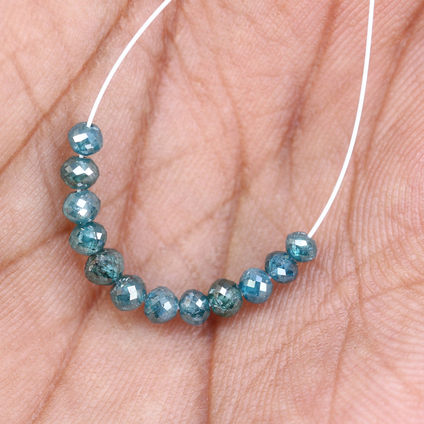 2.55 CT Blue Diamond Beads: Elevate Your Jewelry with AAA Quality Faceted Gems