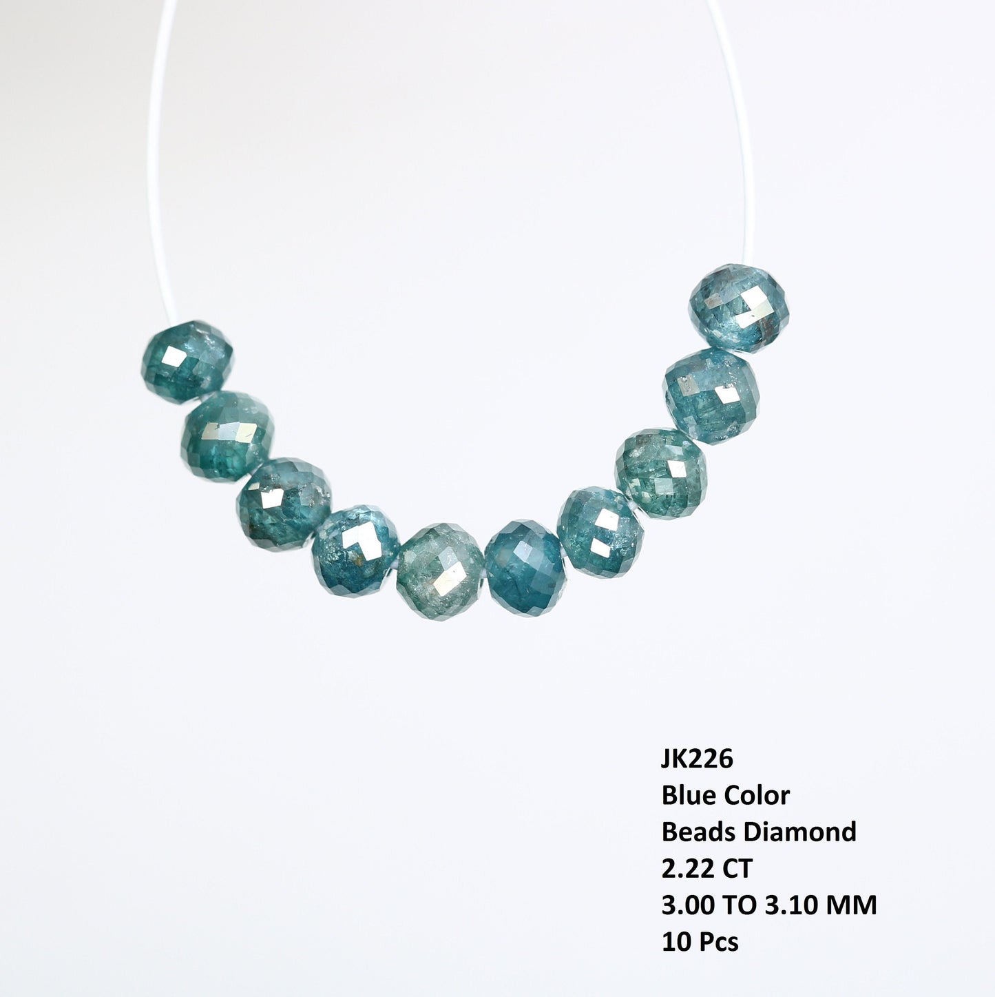 2.22 CT Blue Diamond Beads | AAA Quality Faceted Loose Gems for Artisan Necklaces | Ideal for Crystal Jewelry Making Unique Handmade Crafts