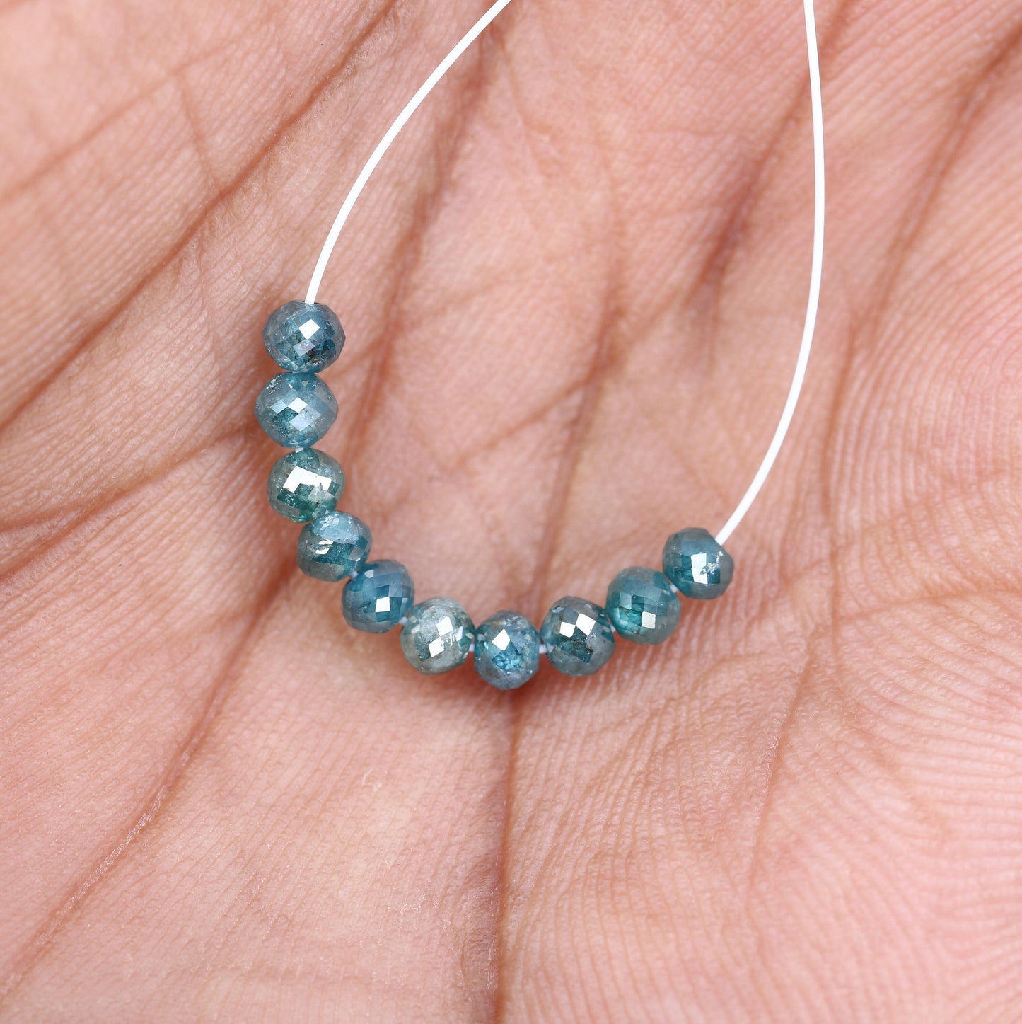 2.22 CT Blue Diamond Beads | AAA Quality Faceted Loose Gems for Artisan Necklaces | Ideal for Crystal Jewelry Making Unique Handmade Crafts
