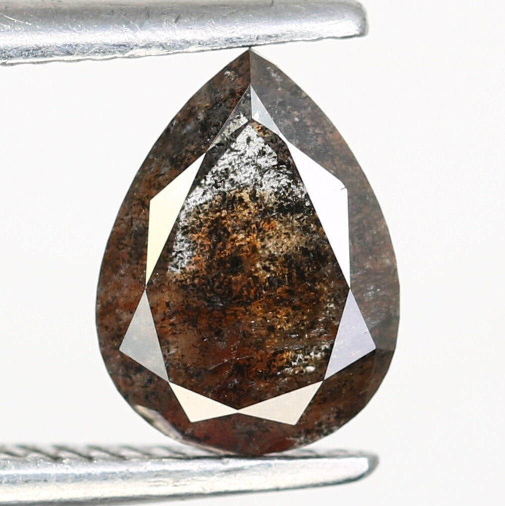LOOSE PEAR DIAMOND | Natural salt and pepper brilliant cut diamondFor Gold Ring Diamonds