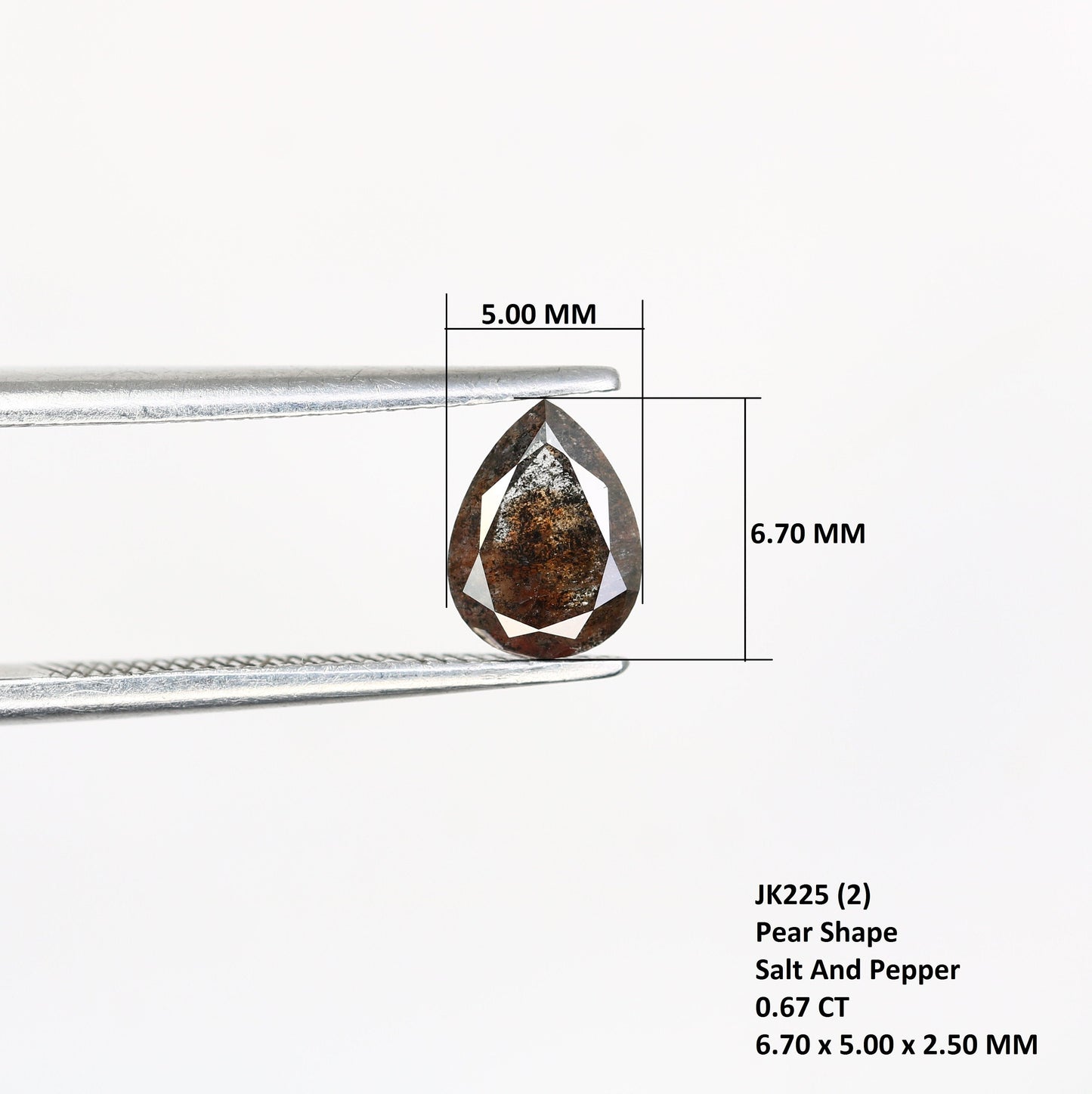 LOOSE PEAR DIAMOND | Natural salt and pepper brilliant cut diamondFor Gold Ring Diamonds