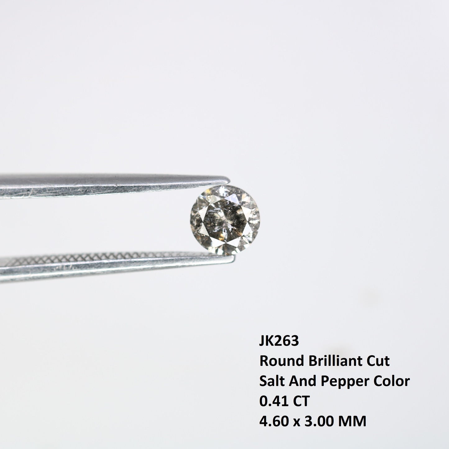 0.41 Carat Round Brilliant Cut Salt and Pepper Diamond | Ideal for Custom Gold Rings | Unique Engagement or Wedding Jewelry