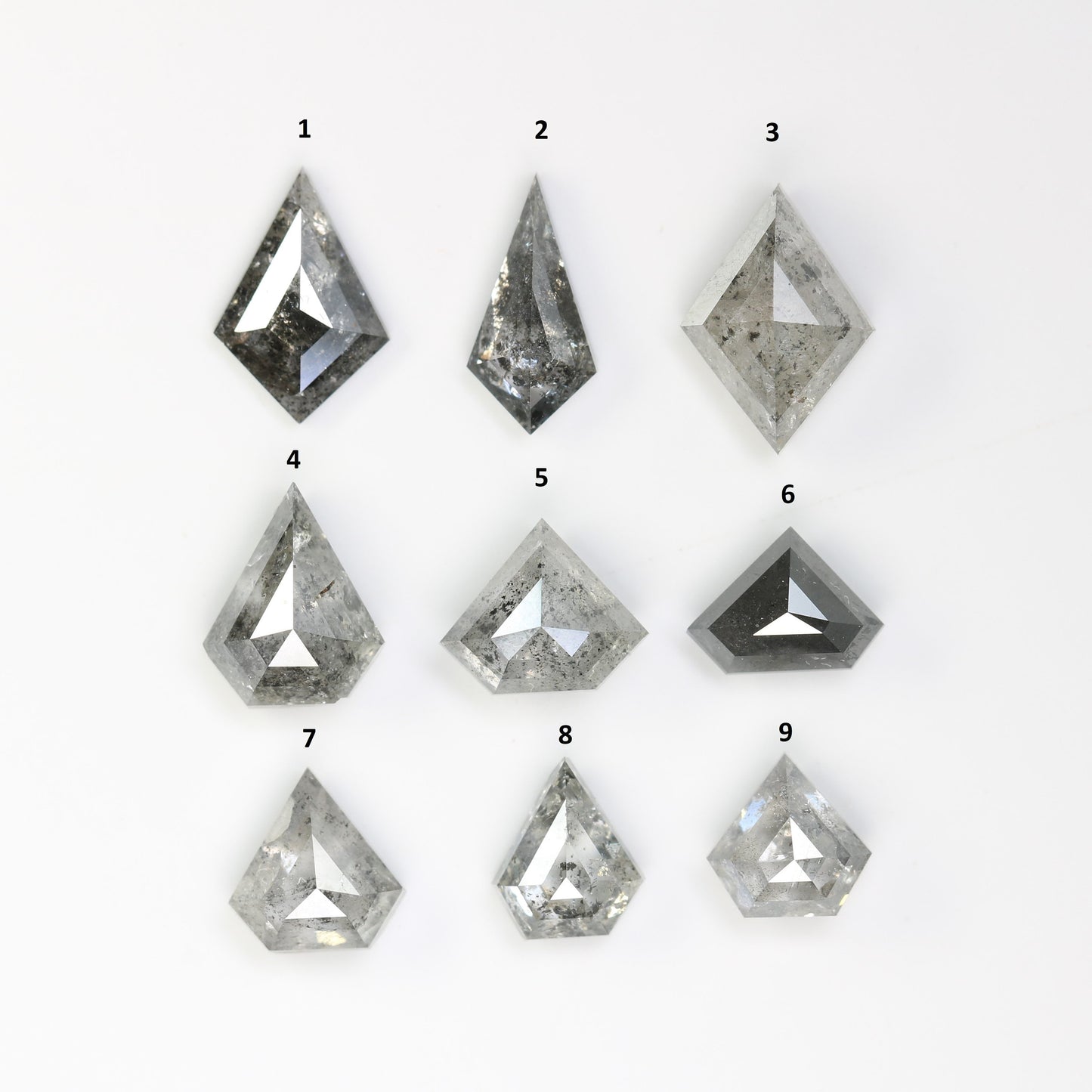 Natural Kite Shape Salt and Pepper Diamond | Loose Black and Grey Kite Cut Gemstone for Rings | Sale on Unique Diamonds