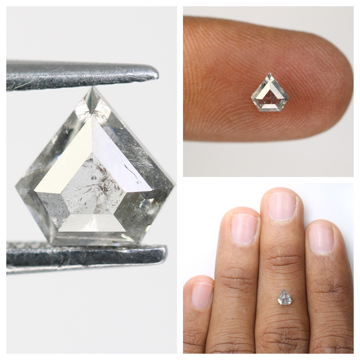 Natural Kite Shape Salt and Pepper Diamond | Loose Black and Grey Kite Cut Gemstone for Rings | Sale on Unique Diamonds